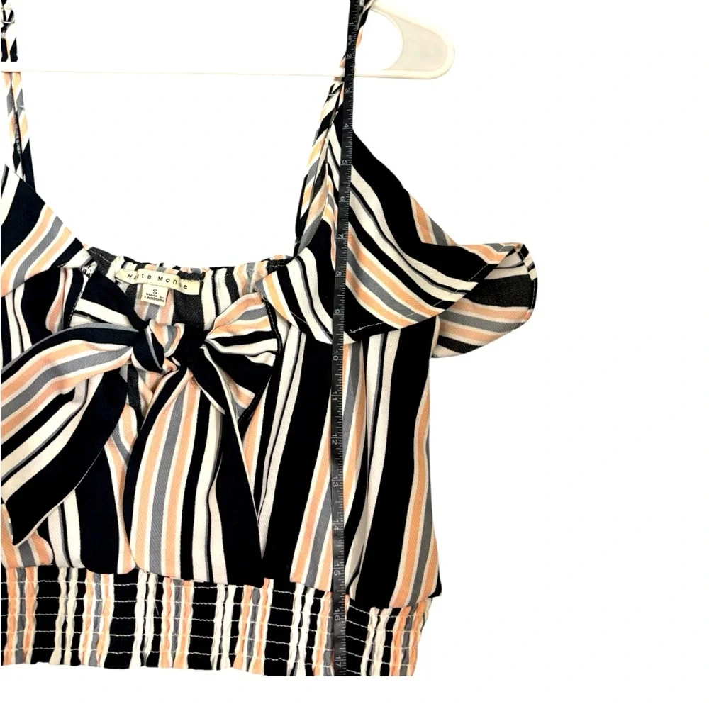 Haute Monde Striped Tie Front Crop Top Size Small Festival Summer Vacation - Picture 6 of 7
